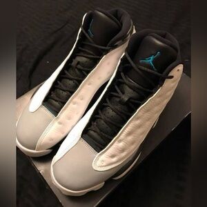 Jordan 13s Retro Wolf Grey Men's Black, White, and Gray Sneakers